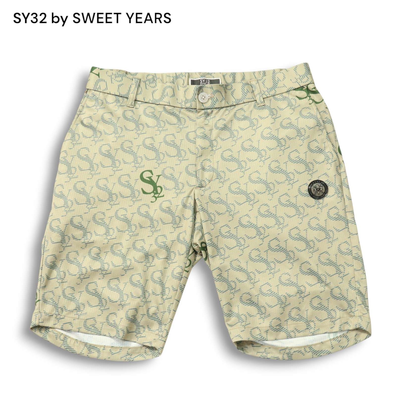 24SS★ SY32 by SWEET YEARS GOLF スウィートイヤーズ ゴルフ 春夏 総柄★ ストレッチ ニット ショート パンツ Sz.L メンズ 24SS☆ SY32 by SWEET YEARS GOLF スウィートイヤーズ ゴルフ 春