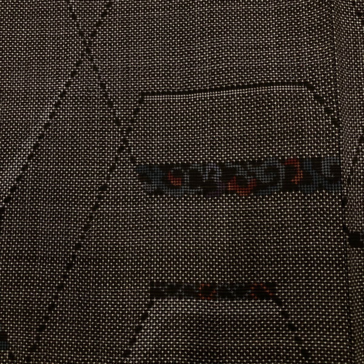 大島紬 身丈167cm 裄丈66cm M 袷 純泥染 証紙 幾何学模様 焦茶色