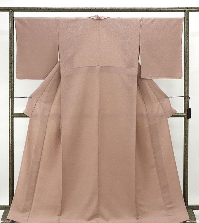 単衣 色無地 仕立て上がり 正絹 単衣 梅茶鼠色 身丈166cm 裄丈67cm 色無地 仕立済 着物 wa1166