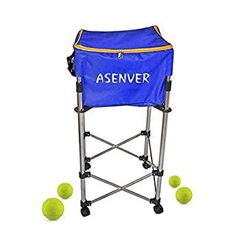 ASENVER テニスボールカート ボールホッパーバスケット ボール160個まで収納 テニスボール用