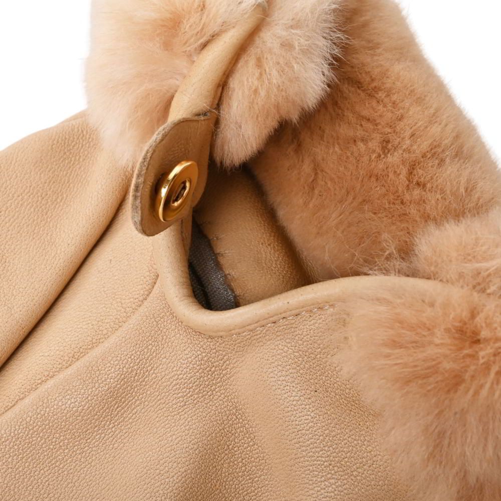 HERMES ミンク付き ケリー ラムレザー 手袋 グローブ 7 ベージュ