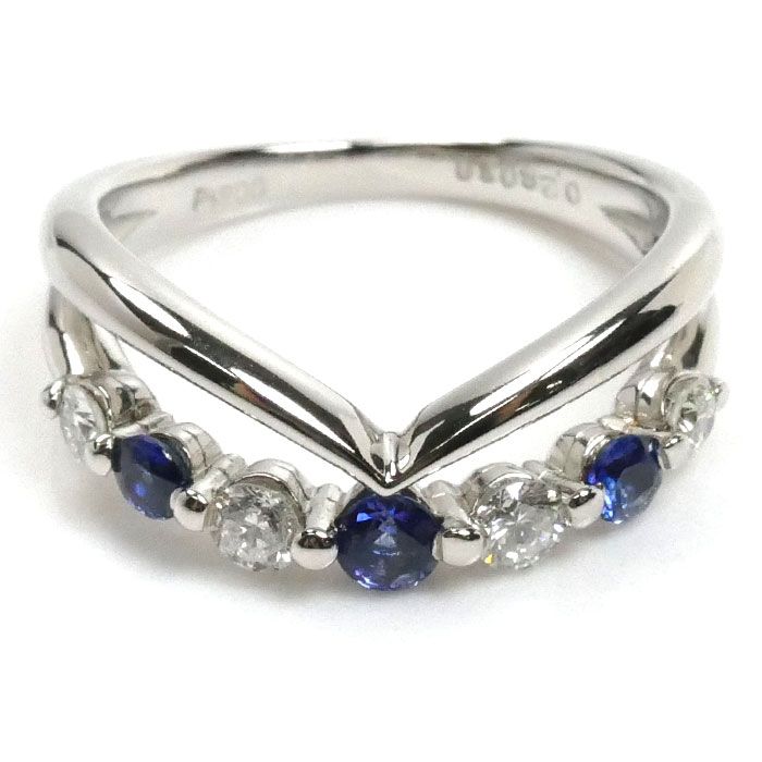 Pt900プラチナ リング・指輪 サファイア0.28ct ダイヤモンド0.30ct 10 