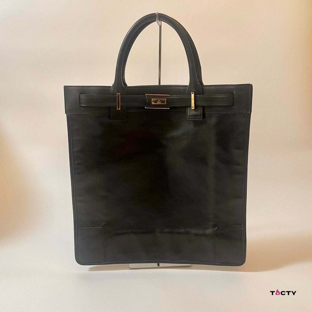 GUCCI グッチ 002 1091 3754 希少デザイン 黒 本革 レザー トート 