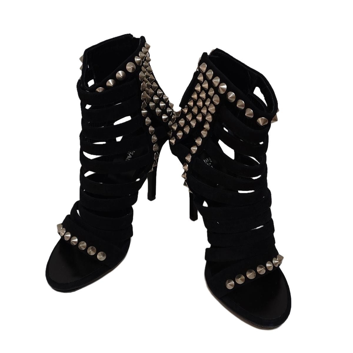 giuseppe zanotti ジュゼッペザノッティ ショートブーツ 37 レディース - 黒 スタッズ|BALMAINコラボ