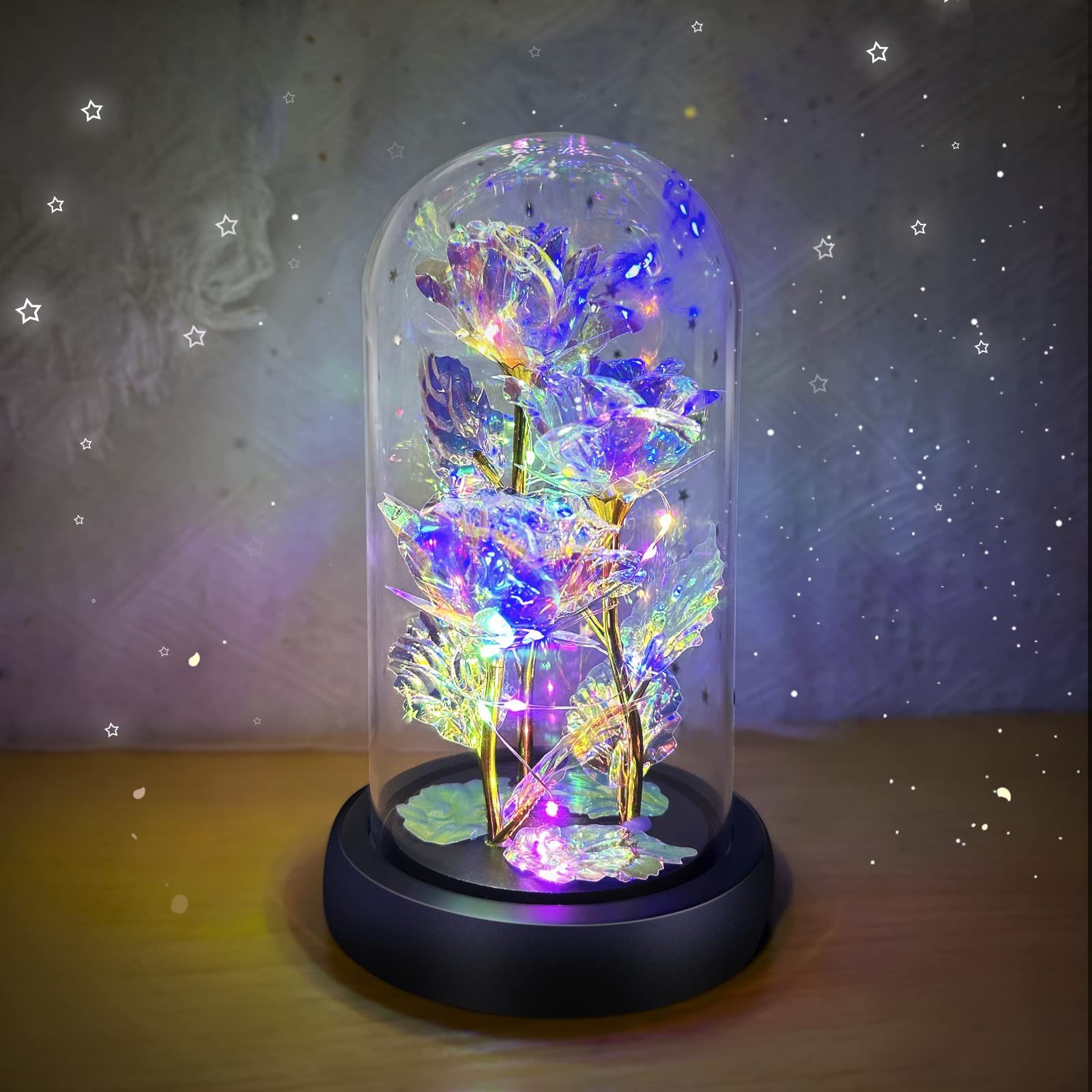 【特価商品】バラ 造花 枯れない花 24Kゴールドローズ 薔薇 花束 フラワーライト 【三つの枯れないローズ】 プレゼントバラ カラーLEDライト付き 電池式 バレンタインデー 母の日 お祝い 誕