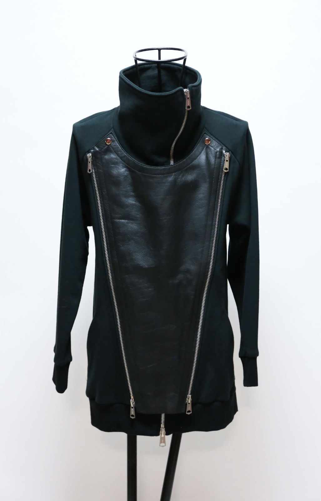 Obelisk / FULLZIP LEATHER TURTLENECK