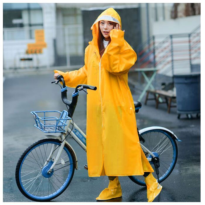 レインコート レディース レインポンチョ カッパ 雨具 自転車 イエロー