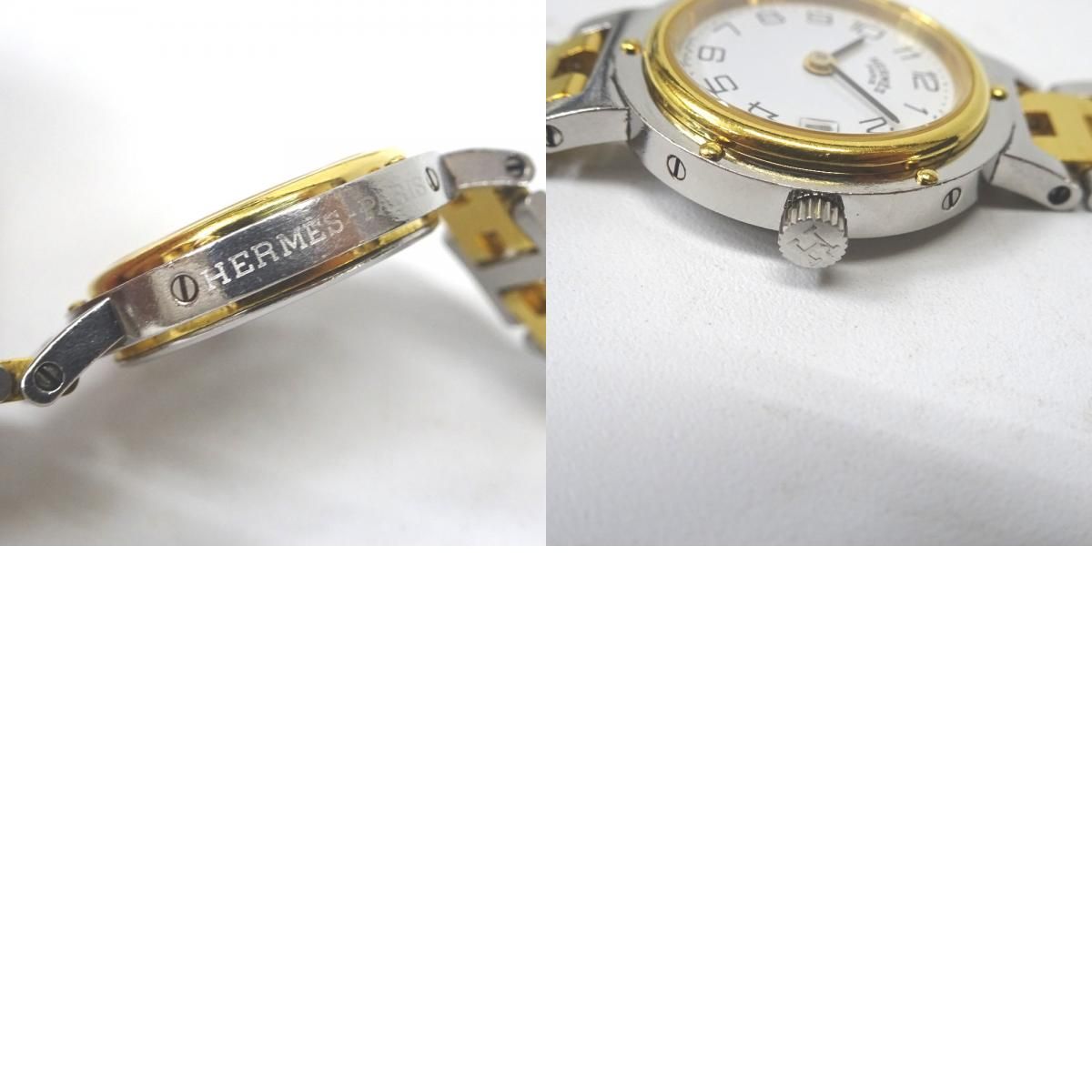 Ft590903 エルメス 腕時計 クリッパー 白文字盤 レディース HERMES中古
