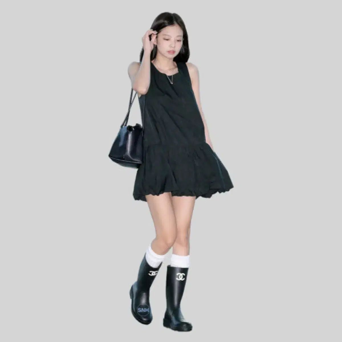 AMOMENTOアモーメント ボリュームミニドレス NYLON VOLUME MINI DRESS -ナイロンボリュームミニドレス