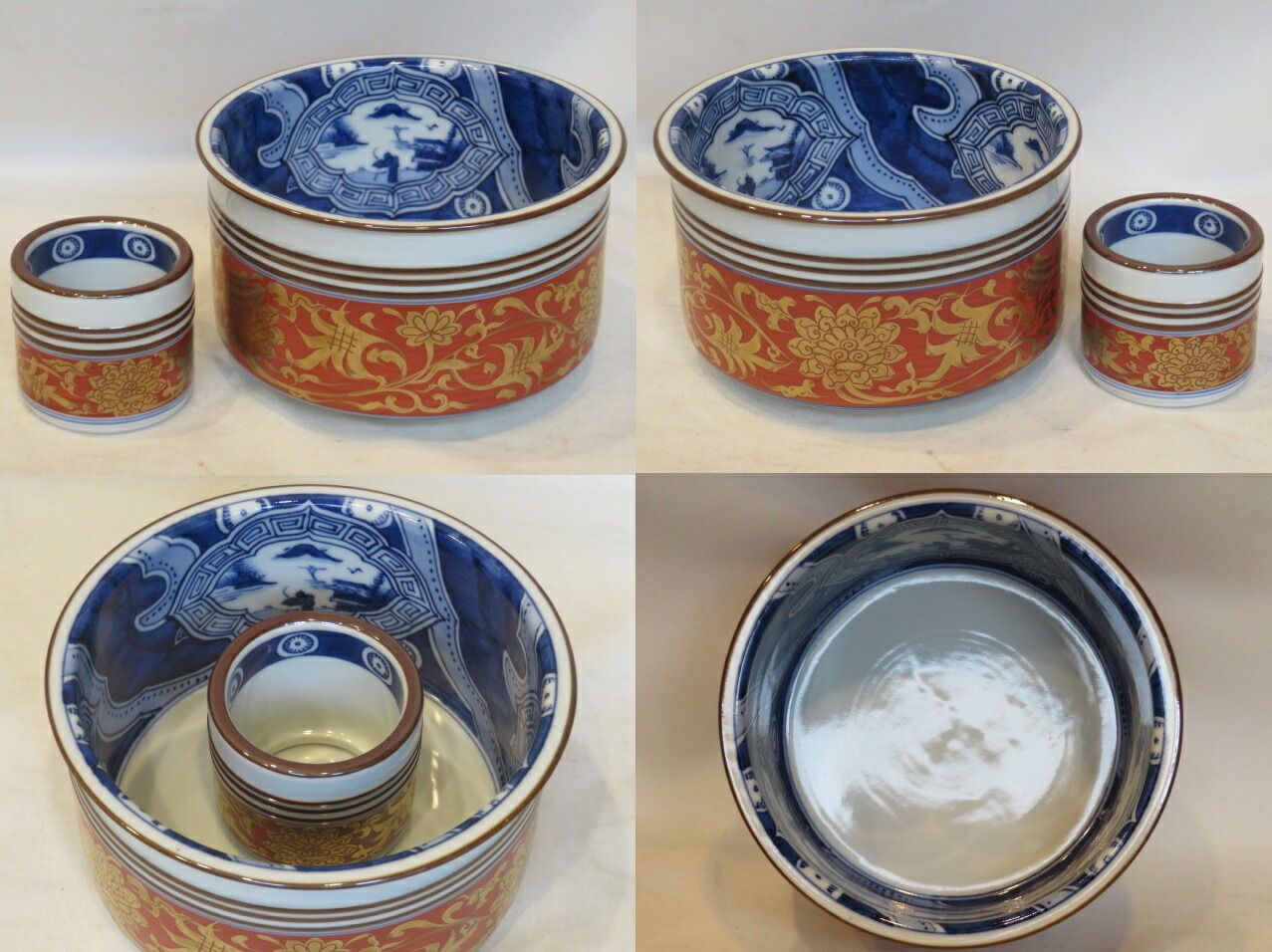 全品送料無料! 十月◆特売品 平安 手塚祥堂作 染付金襴手 唐草文台子皆具 茶道具 税込 送料込