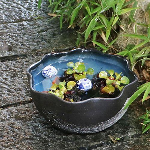 通販では人気ブランドを豊富に品揃え 青色 陶器 水鉢 【公式通販】