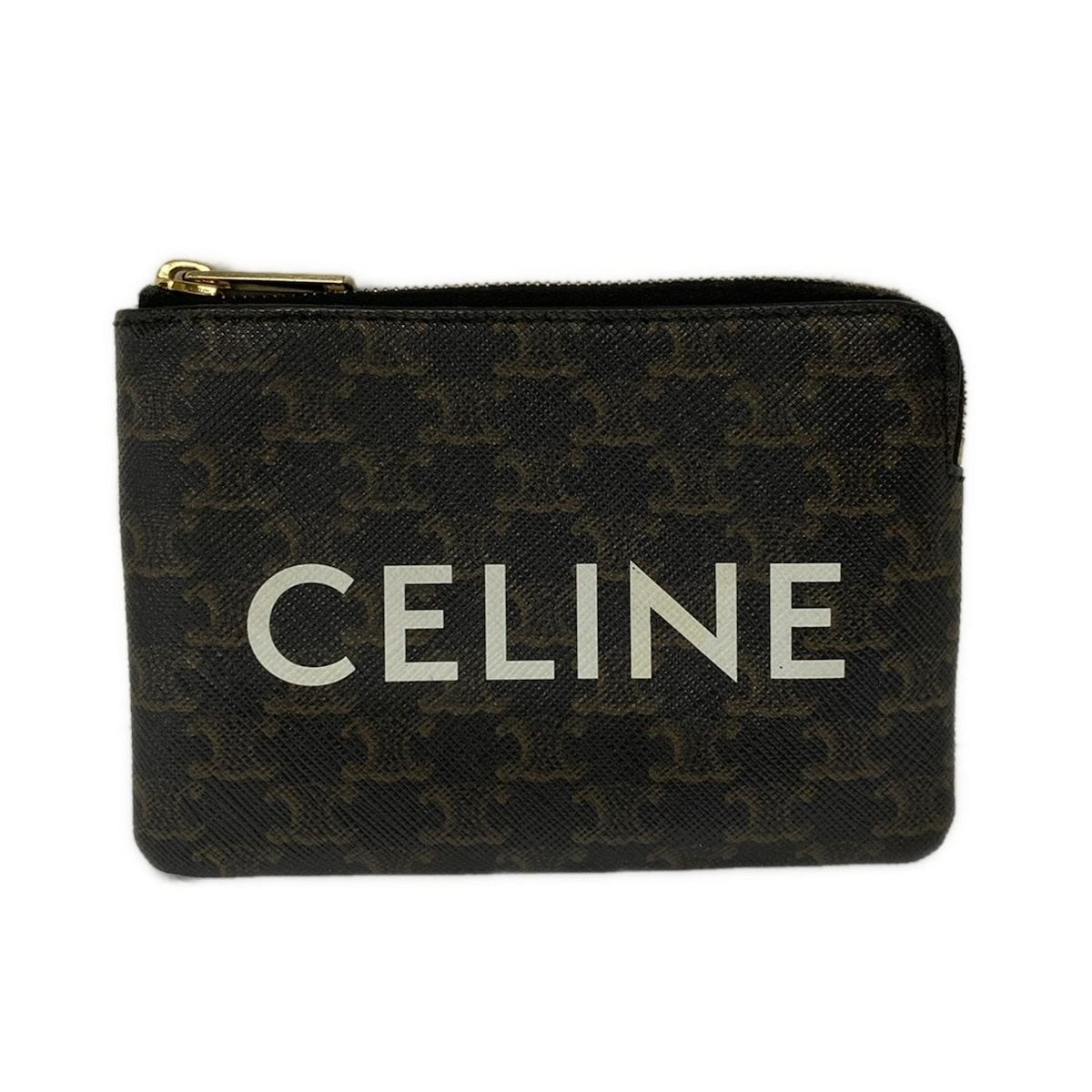 CELINE セリーヌ コインケース トリオンフキャンバス ダークブラウン×ブラウン×白