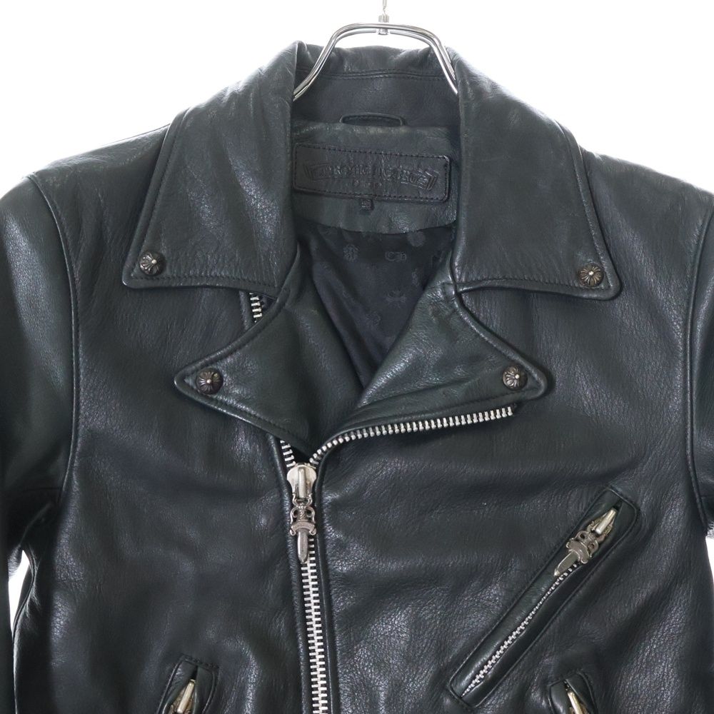 CHROME HERATS★クロムハーツ バイカージャケット Bランク 中古☆CHROME HEARTS☆レザーバイカーモトジャケット Size: XL