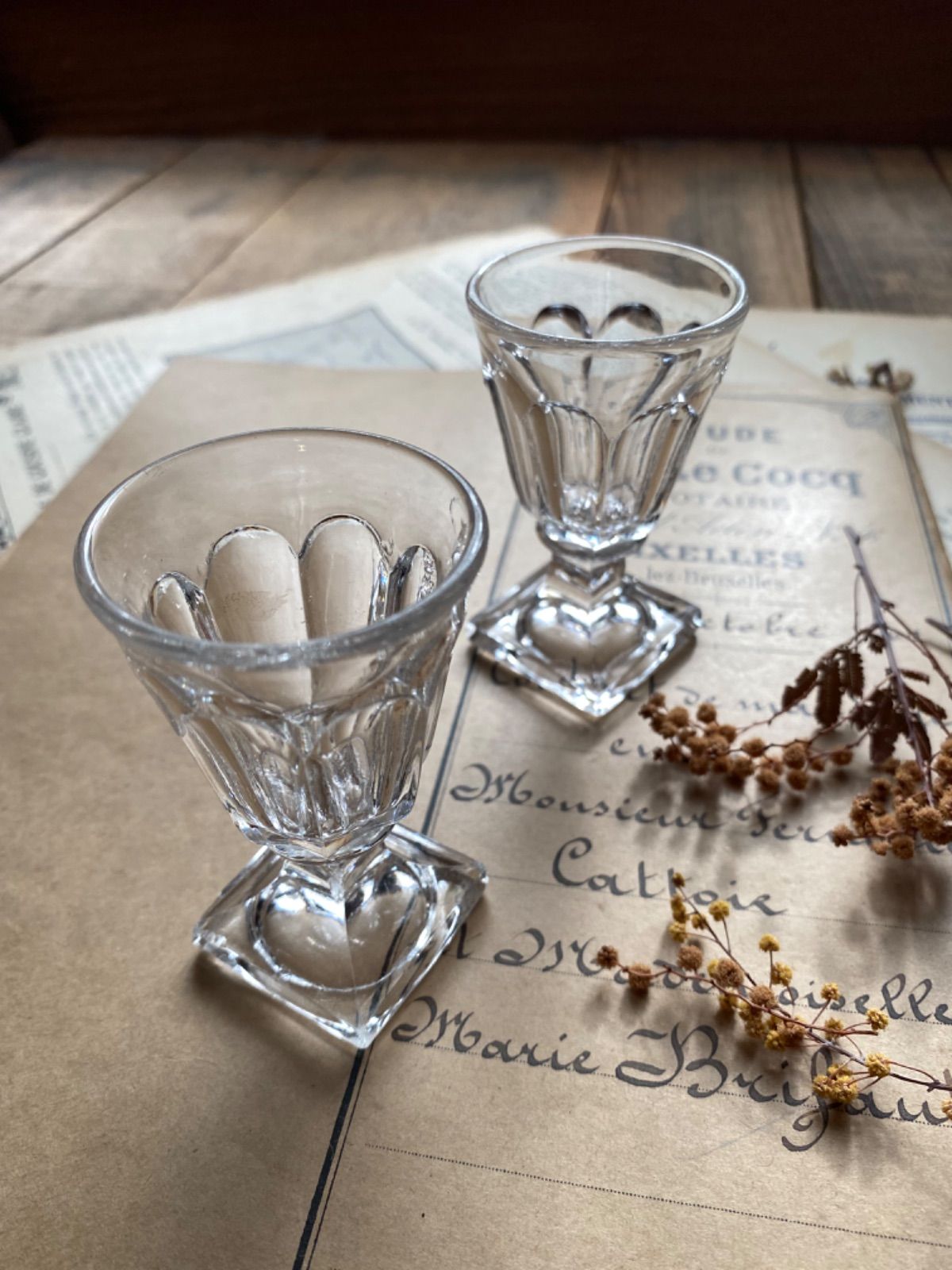 フランスアンティーク ヴィンテージ エッグスタンド モノグラム 骨董市