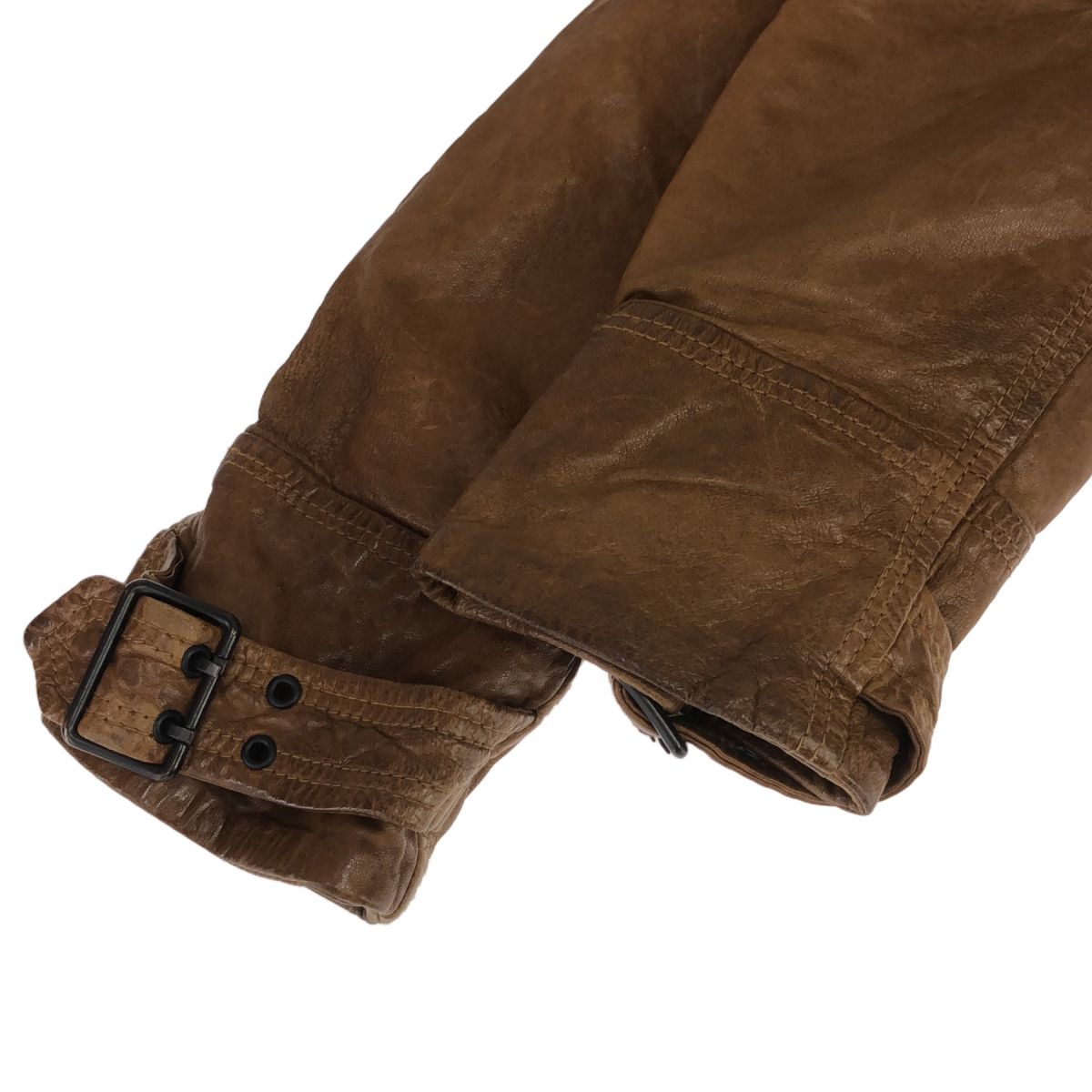 DIESEL ディーゼル レザージャケット 羊革 ブラウン L ブラウン（茶色