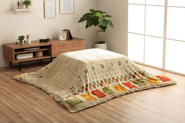 こたつ布団カバー カバー 長方形 単品 洗える ギャッベ柄 撥水 ブラウン 約195&times;245cm 【こたつ布団別売】【代引不可】
