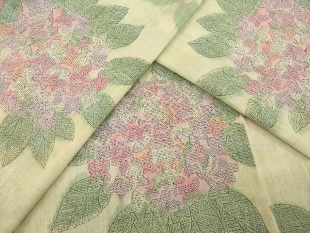 平和屋着物●本場結城紬 重要無形文化財 100亀甲 紫陽花 モロ入り 正絹 ♥ AABC8082ck