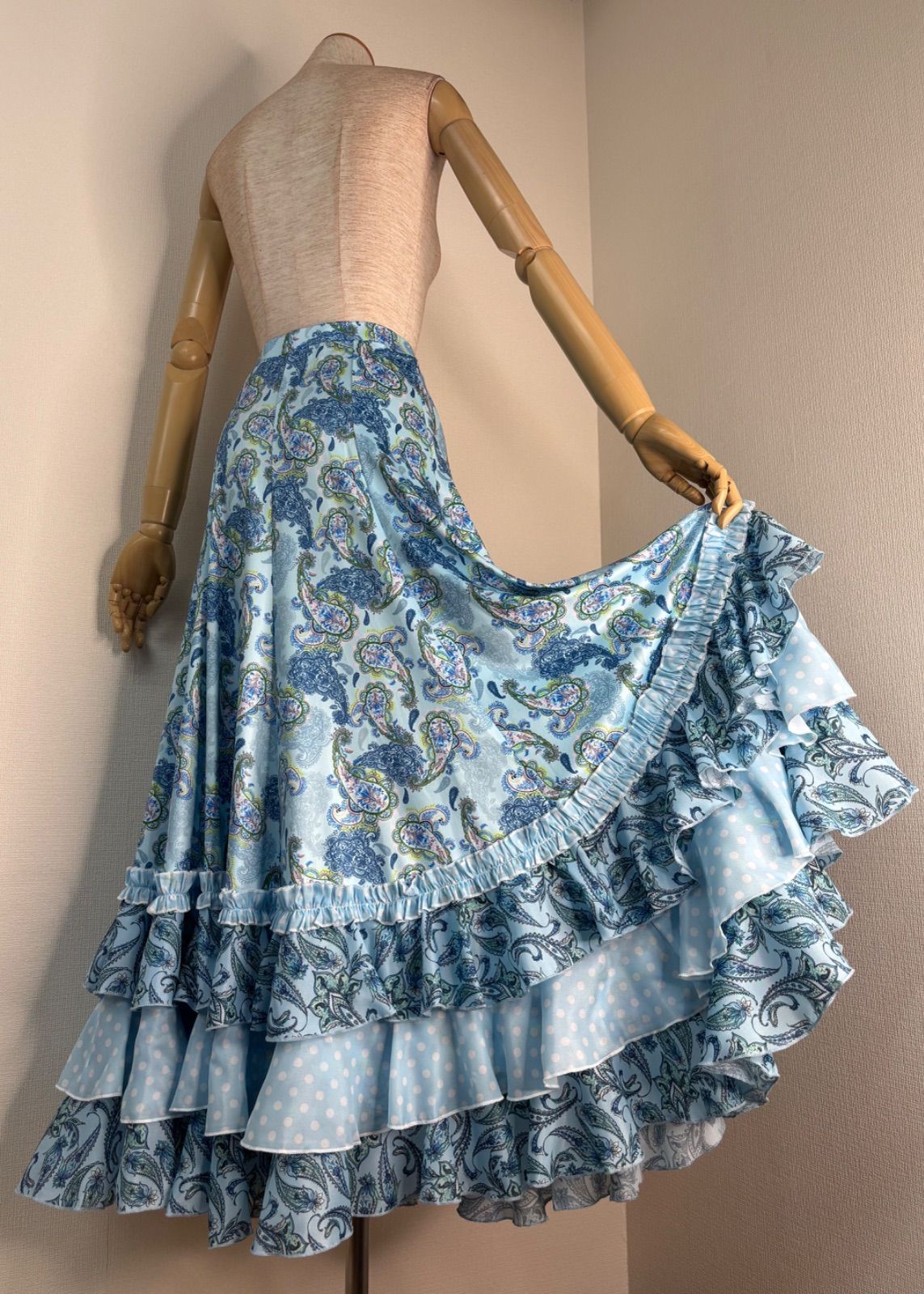 フラメンコ ファルダ ブルー系 社交ダンス ロングスカート 衣装 LLC-HASEGAWATOSO_COM