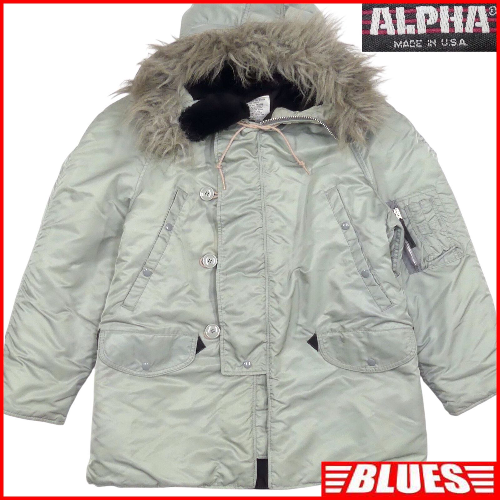 ALPHA アルファ N-3B フライトジャケット M グレー XL相当 80s 