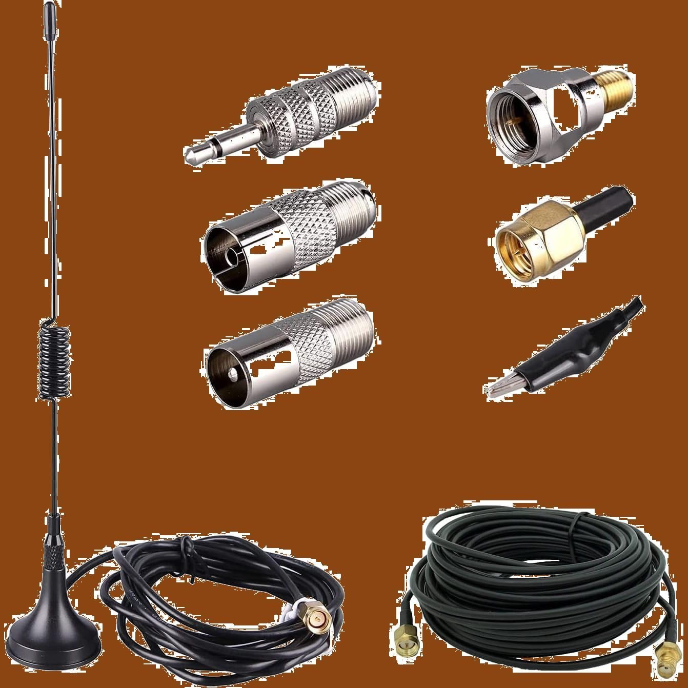 FMラジオアンテナ 6.5m 高感度 屋内・屋外カメラステレオレシーバーWiFi TVアンテナ5M信号拡張ライン+6変換アダプタ | FMラジオアンテナ 6.5m 高感度 屋内・屋外カメラステレオ