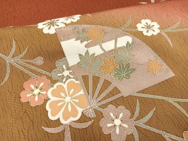 平和屋着物□訪問着 扇面草花文 暈し染め 金彩 正絹 逸品