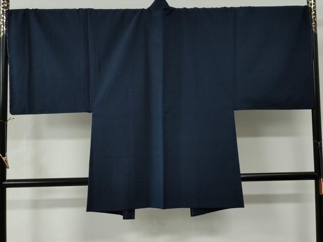 平和屋着物○男性 紬 色無地 紺青色 キングサイズ 正絹 逸品 未使用