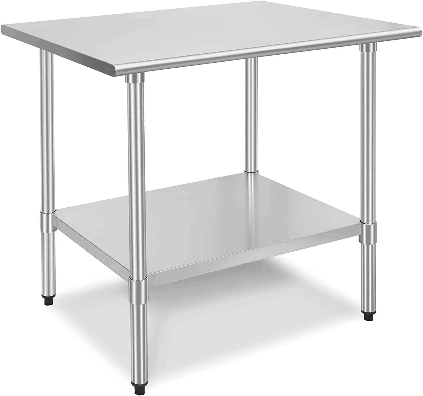 ybaymy ステンレス 作業台 2段タイプ 調理台 760×610×850mm ステンレス調理台 板厚40mm 業務用キッチン 調理作業台 作業テーブ 厨房作業台 ワークベンチ キッチン ホテル レストラン バー ガレージに適用