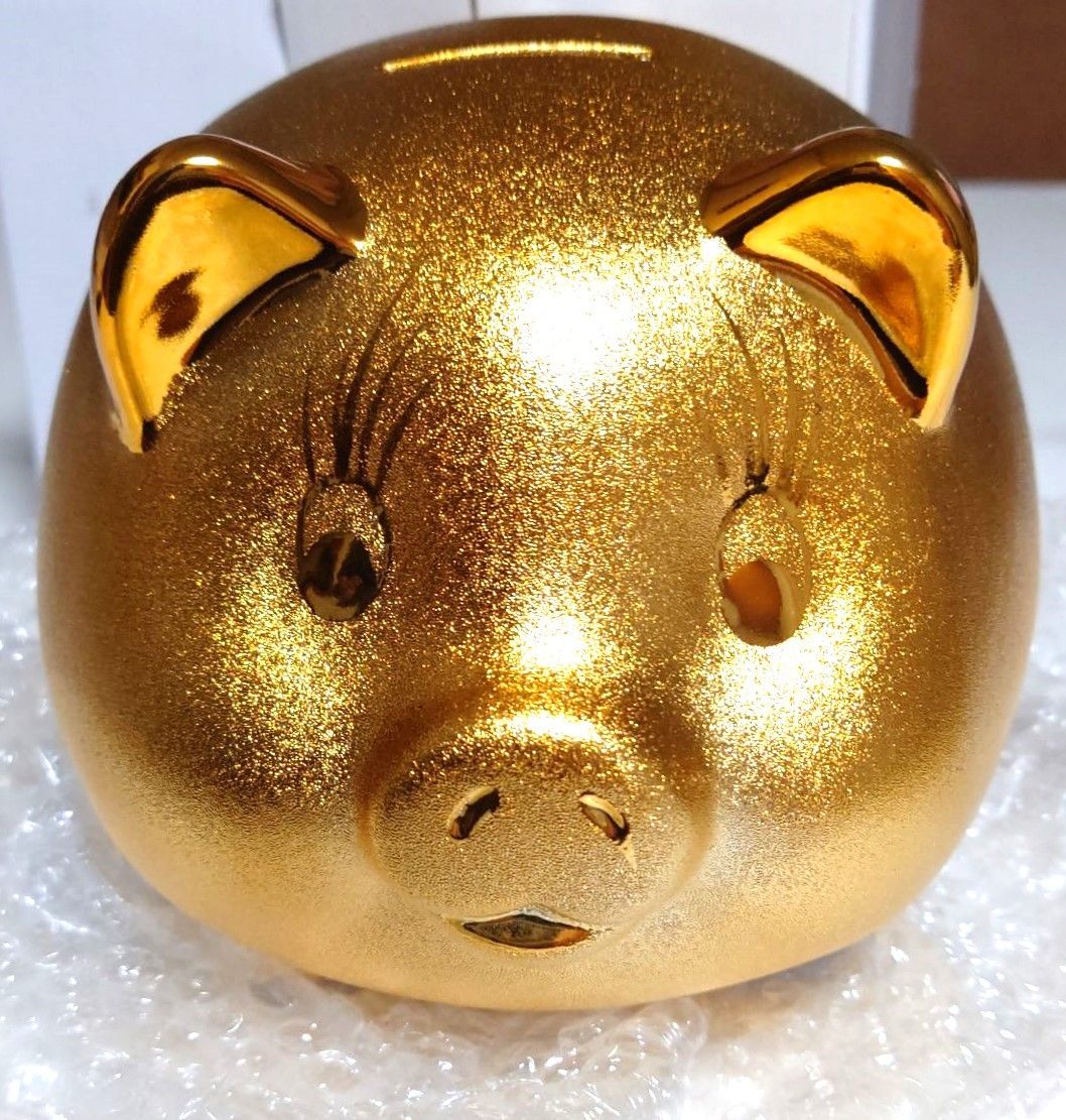 ブタの貯金箱 ピギーバンク 豚 ぶた 金 ゴールド 開運グッズ 10号 貯金