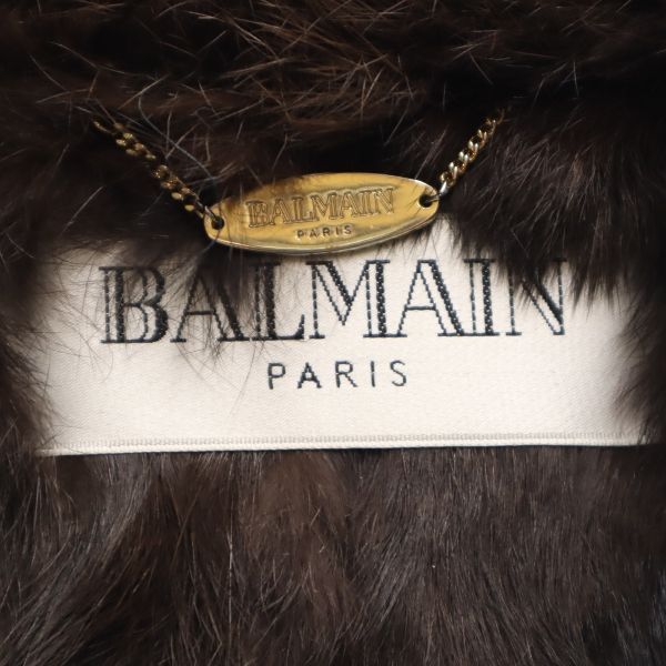 バルマン レザージャケット 11 ダークブラウン BALMAIN ブルー