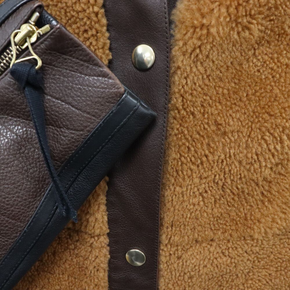 MARNI (マルニ) 12AW シアリング ラムレザー ノーカラー コート  