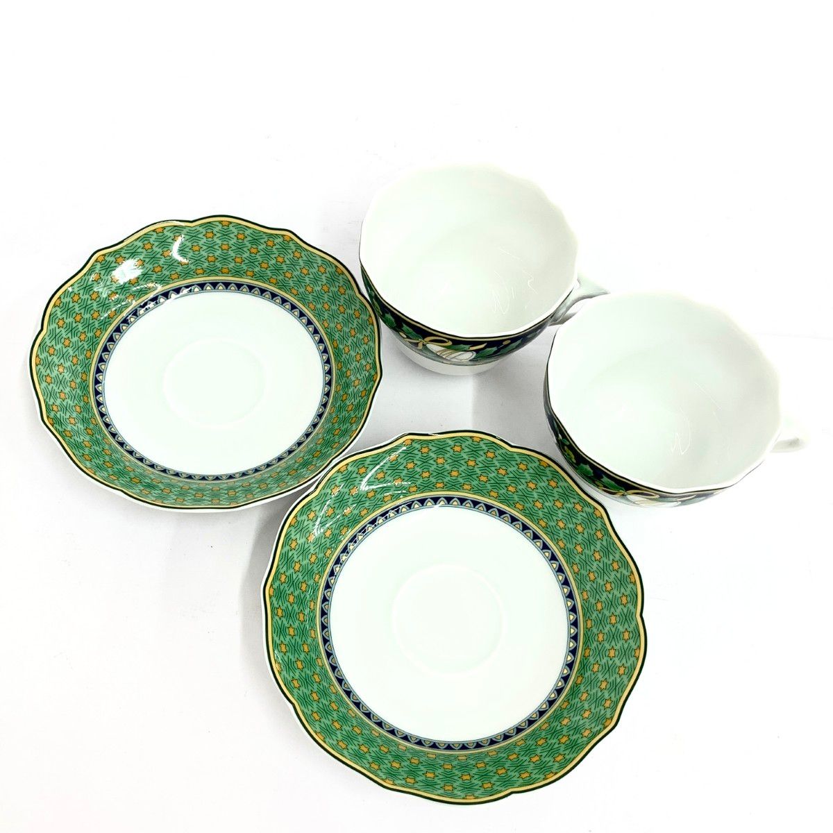 逢絢亭】茶道具 蓋置 京焼 浅黄交趾 水玉透し 永楽即全 共箱入り 【逢