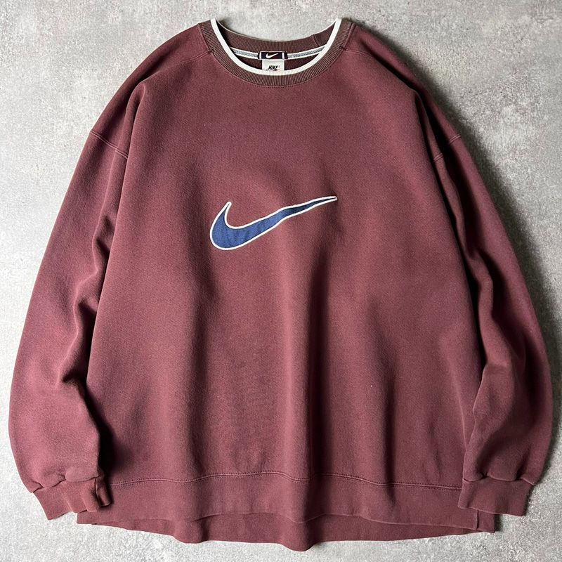 希少デザインナイキ 刺繍ロゴ センターロゴ スウェット L NIKE ナイキ