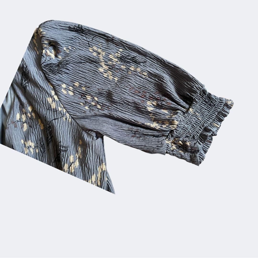 ◆DUSKダスク旅行にも最適シワにならないブルーグレー花柄フ