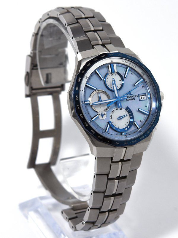 箱保付！美品！CASIO カシオ OCEANUS オシアナス Manta マンタ OCW-S5000APA-2AJF 阿波藍 白蝶貝 電波ソーラー メンズ