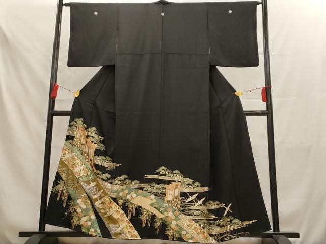 ◆豪華■正絹総絞り■吉祥飛鶴文■黒地■金彩加■振袖一式 ◇豪華□正絹総絞り□吉祥飛鶴文□黒地□金彩加□振袖一式