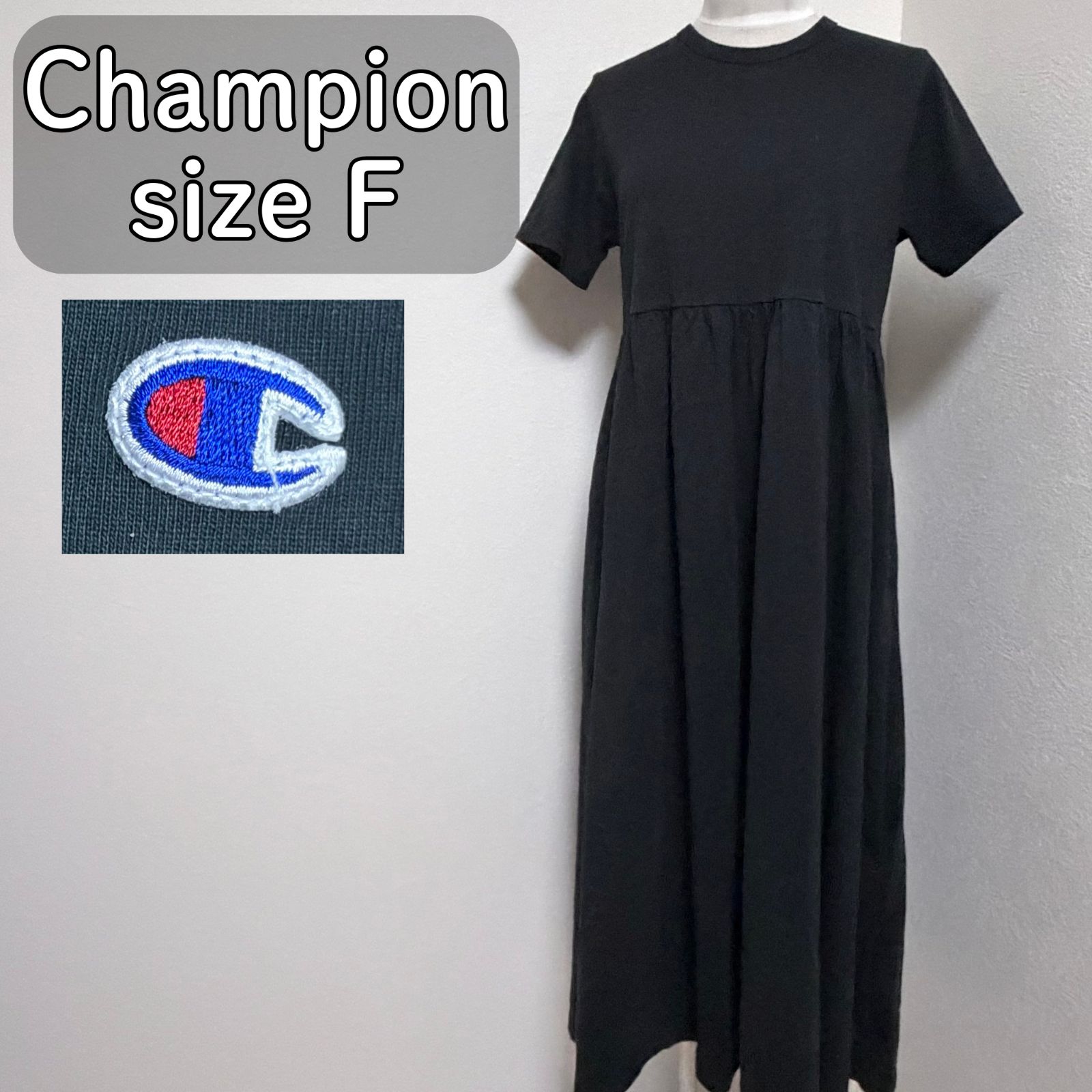 25SS Champion × Sonny Label ギャザーワンピース 別注 チャンピオン アーバンリサーチサニーレーベル コットン マキシ丈 ロング丈 半袖 刺繍ロゴ
