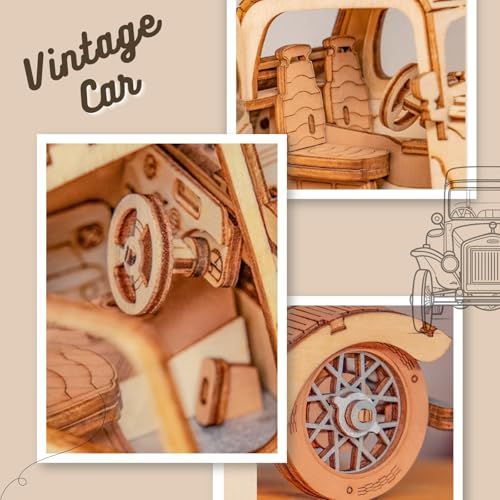 木の玩具 木の車 木製 プラモデル 動く 車 インテリア パズル 組み立て