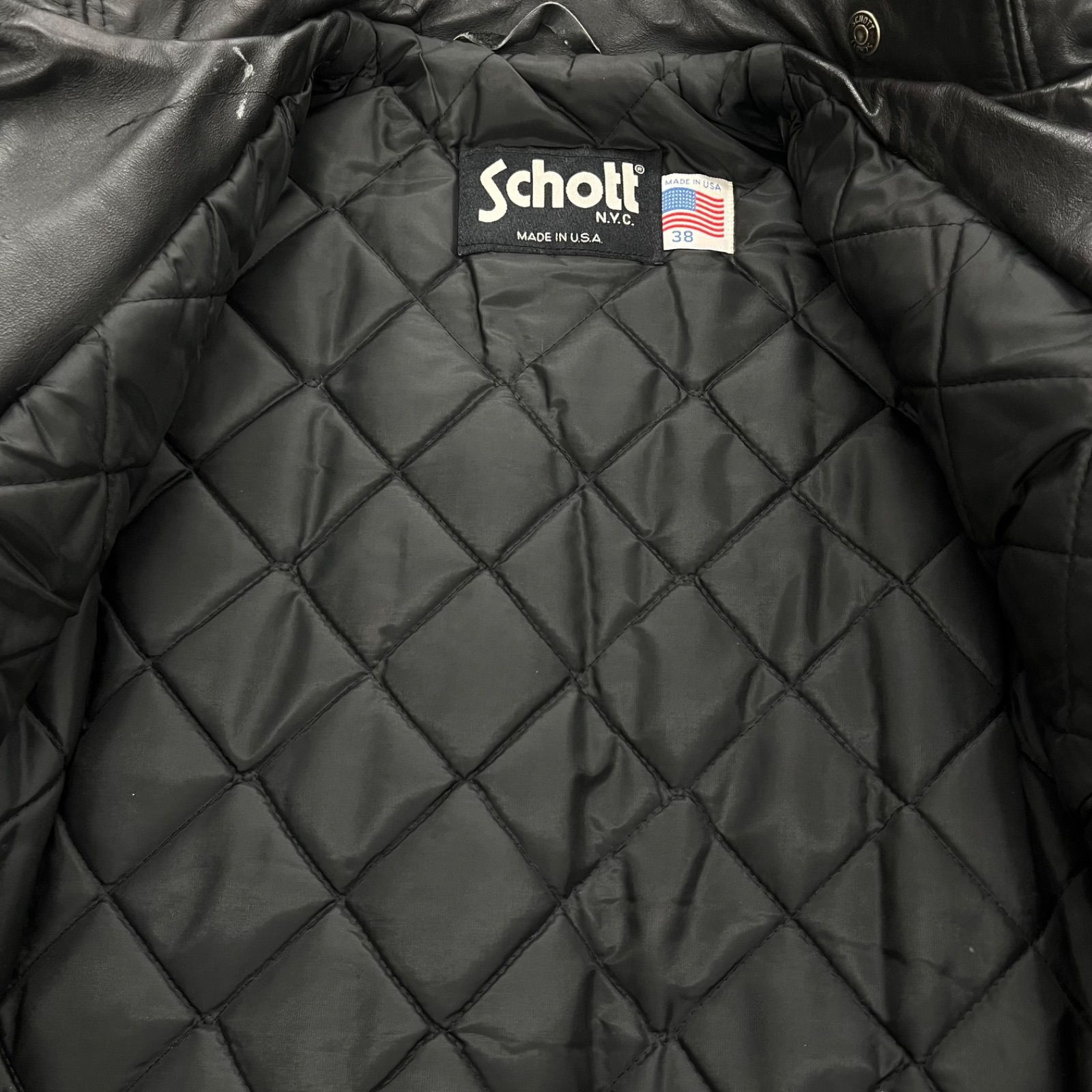 69. Schott 641Q シングル ライダース ジャケット SIZE38 ブラック 