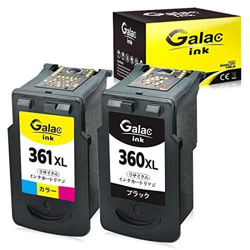 Galac ink キャノン Canon BC-360XL BC-361XL 大容量 360XL 361XL ブラック 2個セット 再生インク BC 360 BC 361 大容量 残量表示付