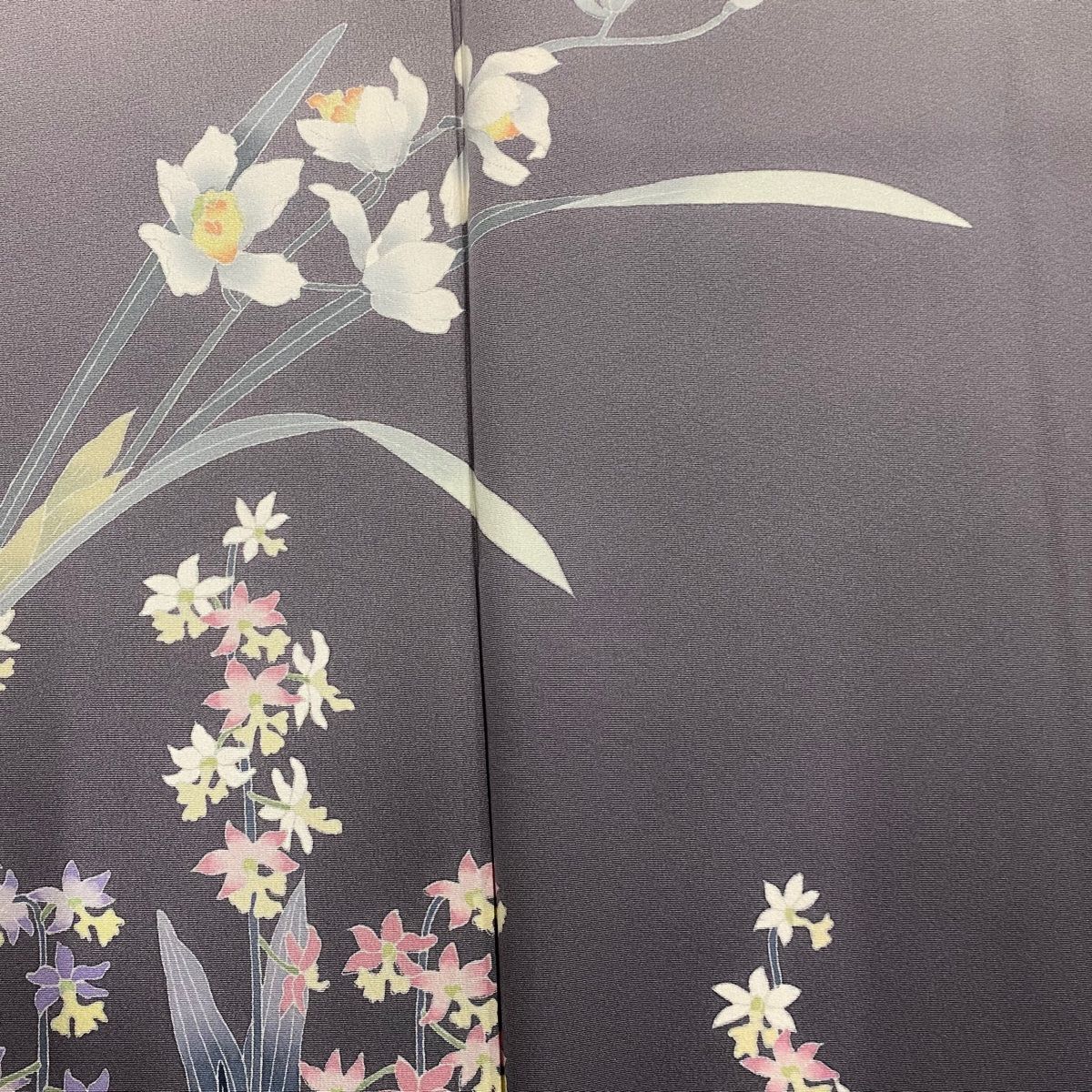 訪問着 身丈168.5cm 裄丈65.5cm M 袷 藤舟 落款 草花 染め分け ぼかし  