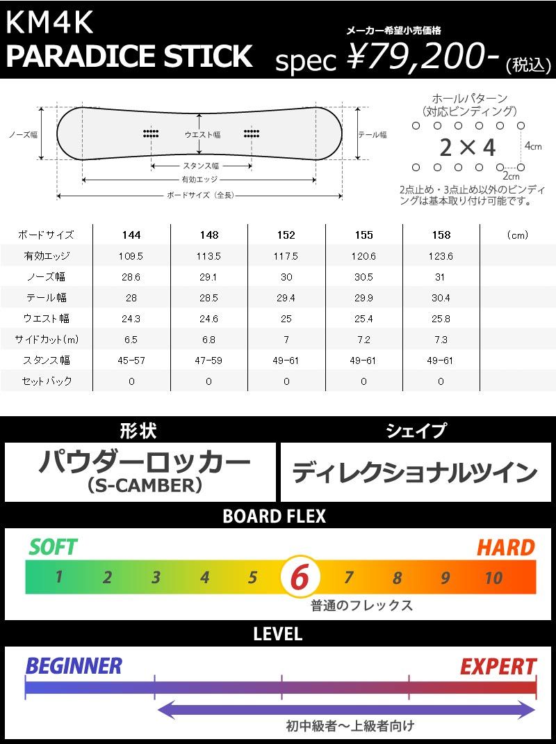 23-24 KM4K/カモシカ PARADICE STICK 4 パラダイススティック メンズ レディース スノーボード カービング パウダー 板  2024 型落ち - メルカリ