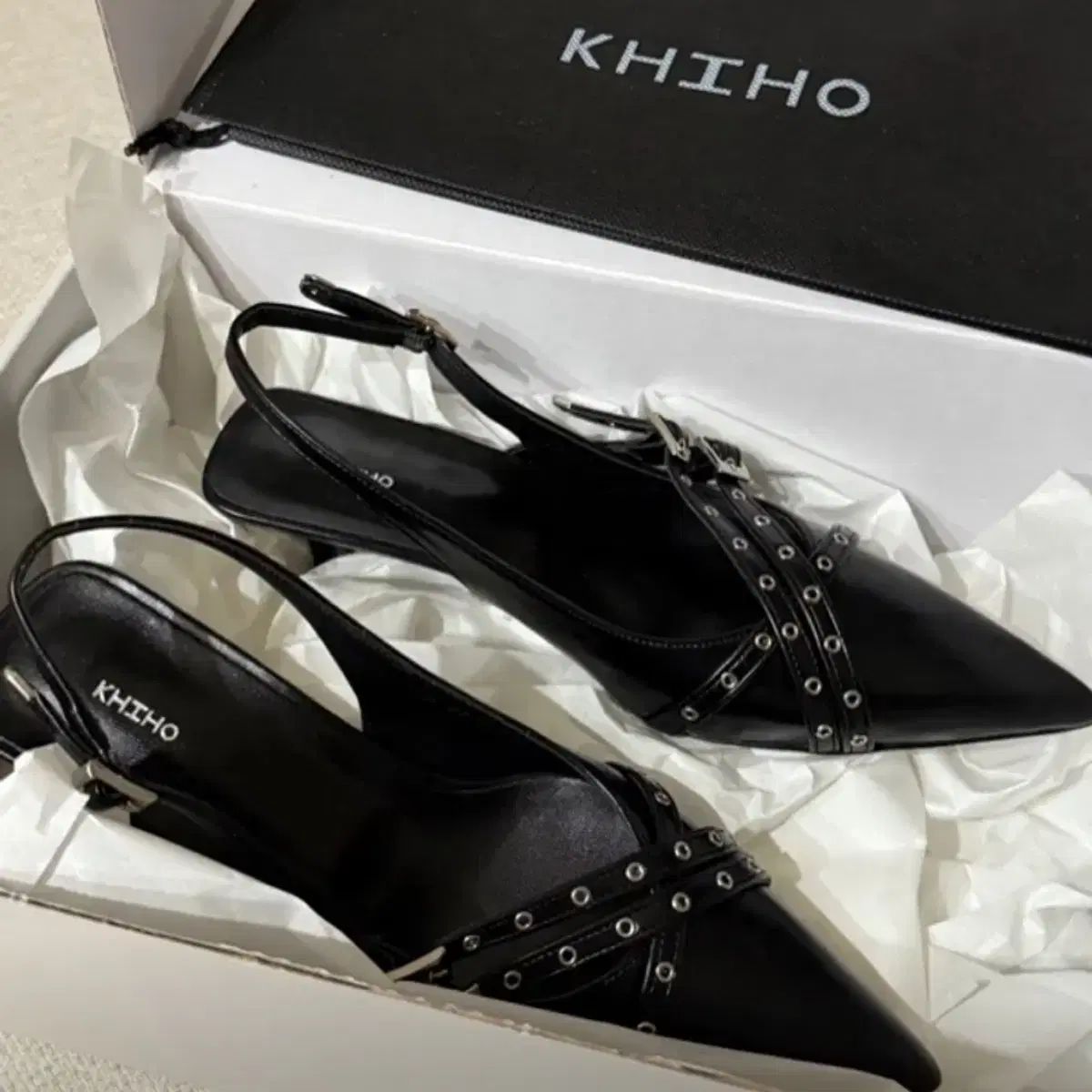 KHIHO キーホ ブラック スティレット ヒール 250