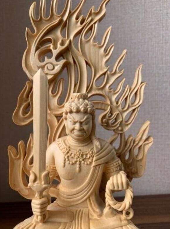 ストア 新作☆精密彫刻 不動明王 木彫 仏像 不動明王座像 檜木 高約