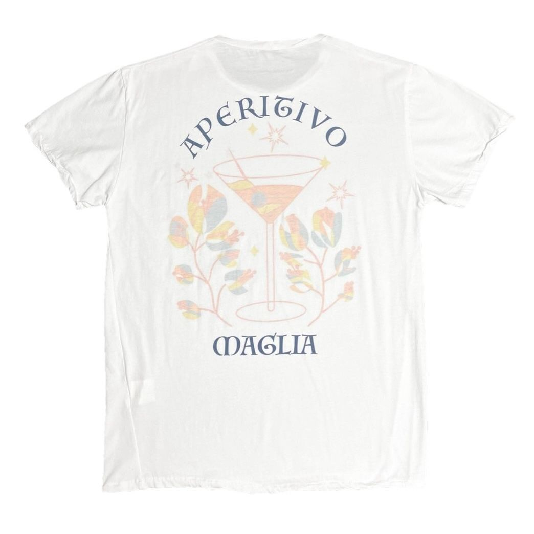 新品 MADE IN ITALY製 MAGLIA 2024年SSモデル「APERITIVO」バックプリントクルーネックTシャツ ホワイト S～Lサイズ
