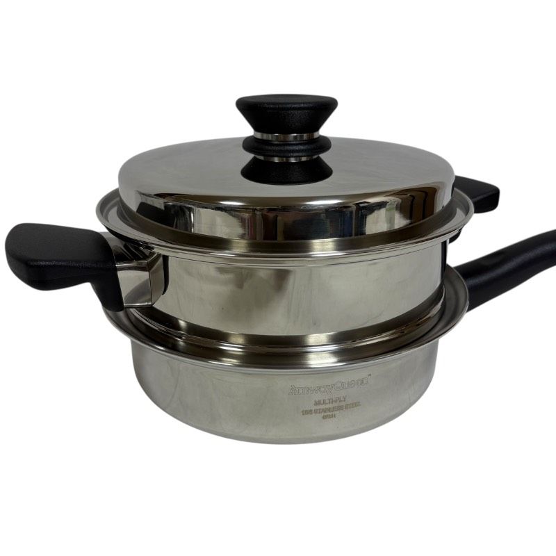 ♥ Amway Queen アムウェイクイーン 片手鍋 18|8 ステンレス 蓋 蒸し器付き ステンレススチール 鍋 日本アムウェイ キッチン用品 クックウェア
