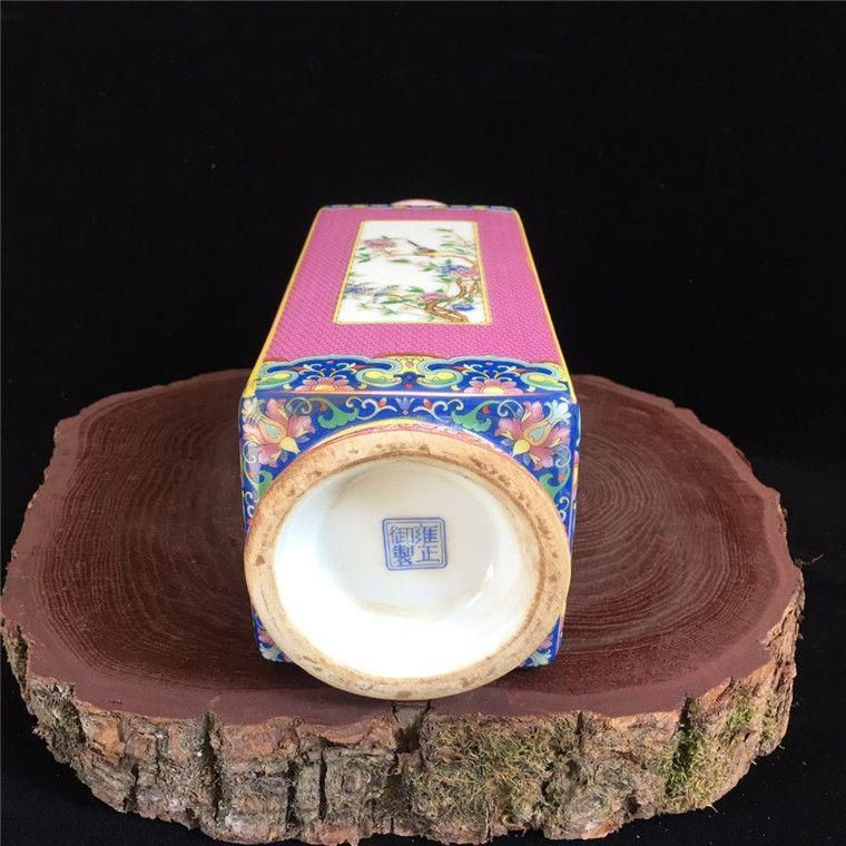 乾隆粉彩花鳥四方円口花瓶 景徳鎮 陶磁器 装飾品 工芸品 美術品 置物 乾隆粉彩花鳥四方円口花瓶 景徳鎮 陶磁器 装飾品 工芸品 美術品
