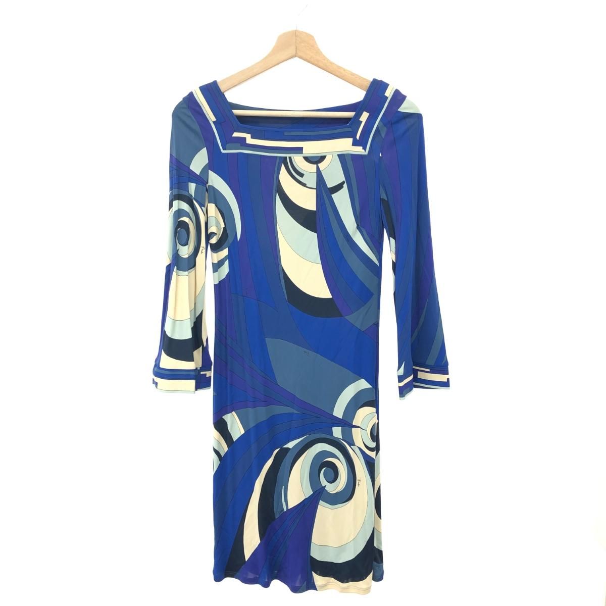 EMILIO PUCCI エミリオプッチ 長袖ワンピース サイズ:I38 ブルー 
