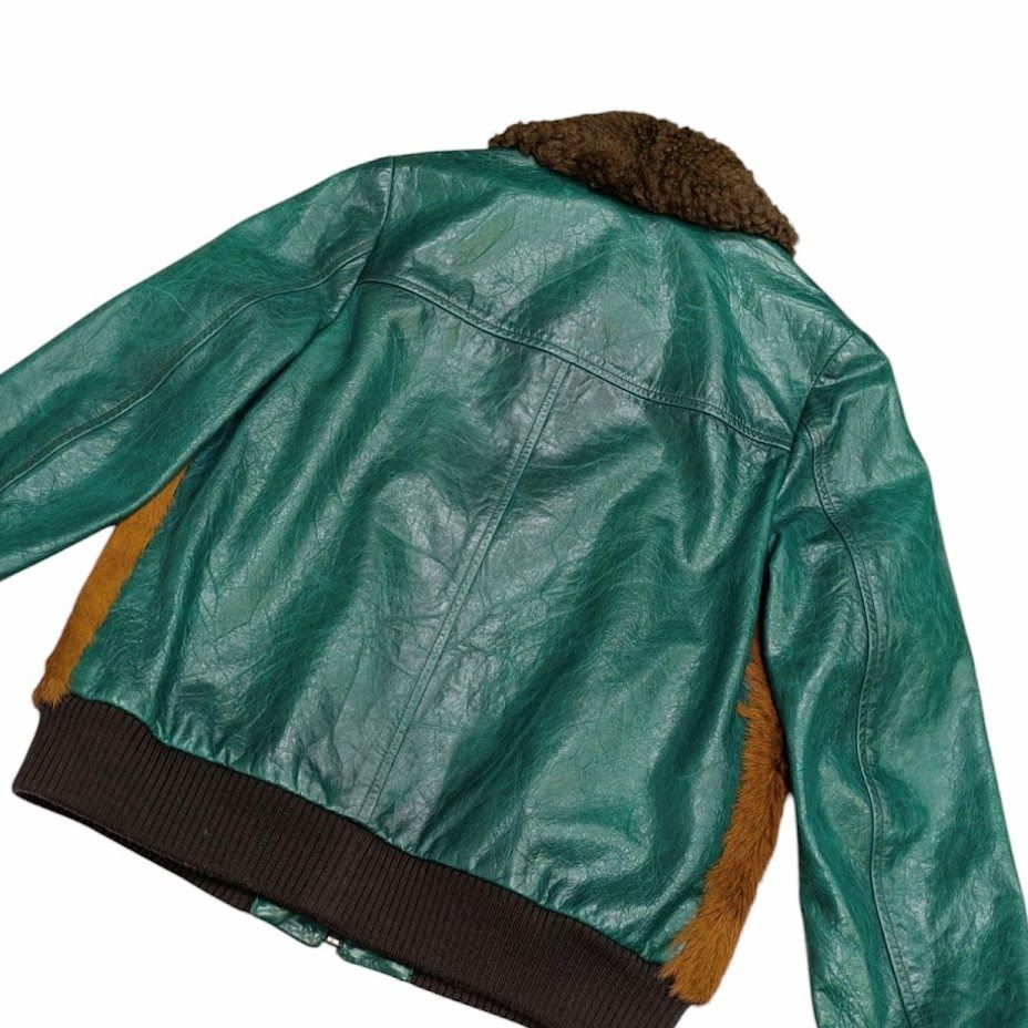 ◇A&G エーアンドジー レザージャケット シルバーボタン パッチワーク