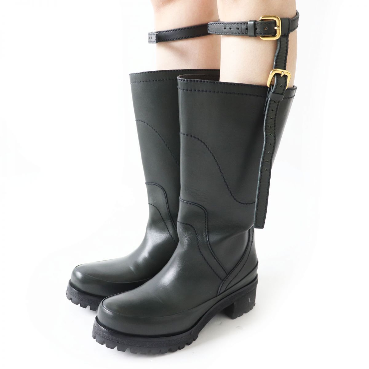 美品 PRADA ブーツ ブーティー ビジュー スエード ネイビー 35 1 美品 PRADA ブーツ ブーティー ビジュー スエード ネイビー 35 1