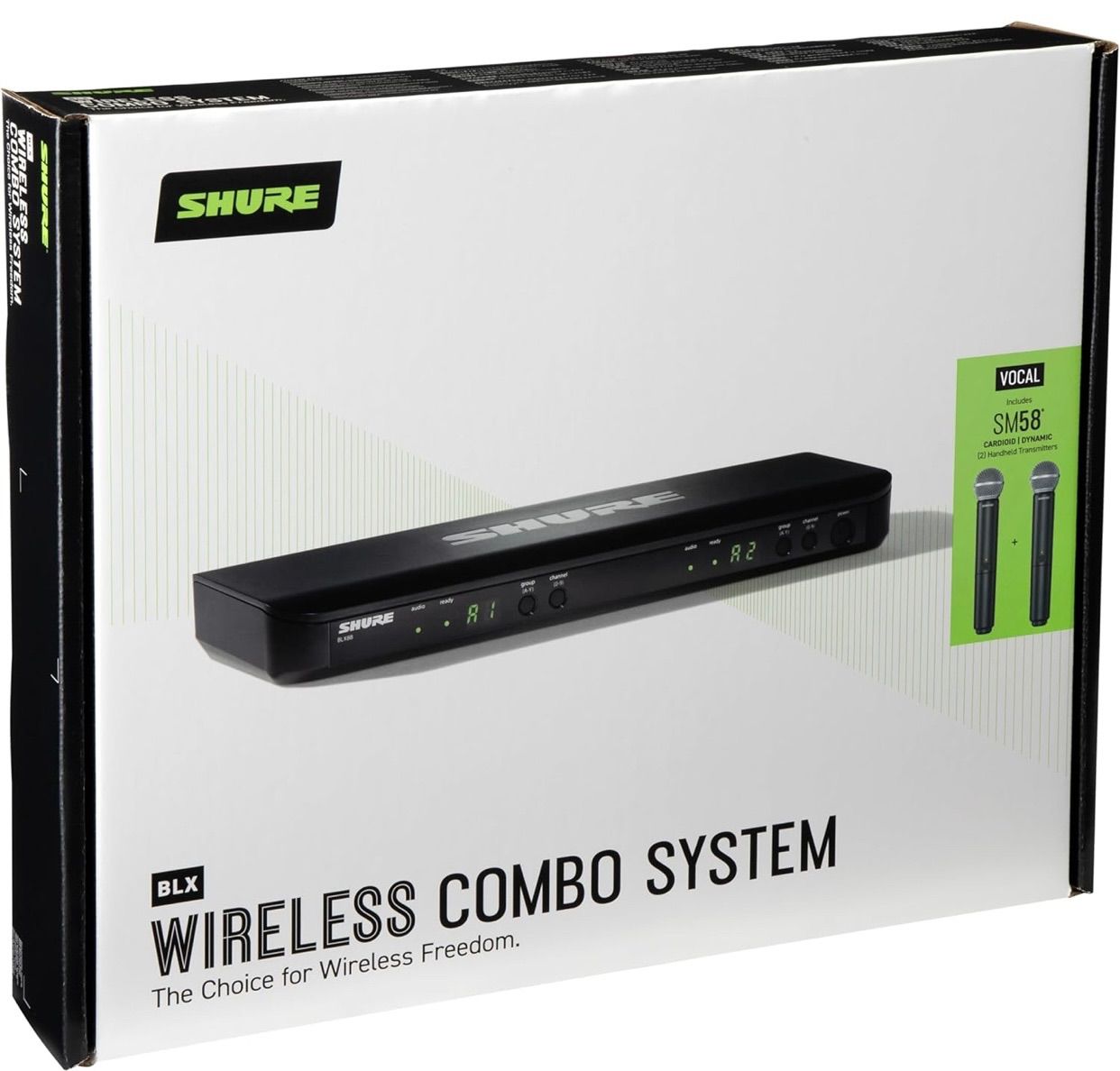 SHURE シュア BLX288|SM58 BLX2|SM58ハンドヘルド型ダイナミックマイク 2本 BLX88受信機 デュアルチャンネル プロ仕様 歌 歌手 ボーカル パフォーマンス ライブ イベント プレゼン 演説 カラオケ